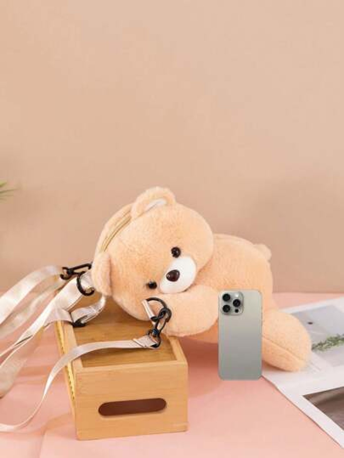 1pc Cute And Adorable Papa Bear Backpack Cartoon Animal Crossbody Coin Purse Storage Bag Fashionable Cartoon Animal Papa Bear Shape Zipper Opening And Closing Backpack Crossbody Bag Suitable For Girls