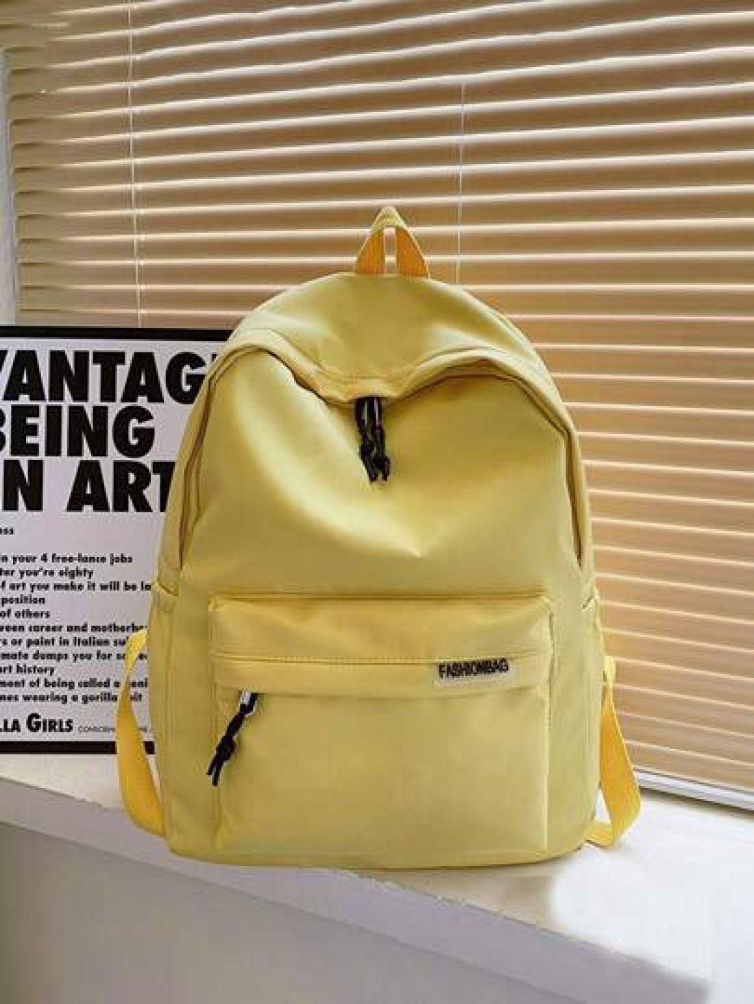 1 PC Back To School Classic Basic Large Capacity School Bag With Laptop Compartment Fashion Versatile All Purpose Backpack Purse Simplicity Solid Color Sports Bag Premium Nylon School Backpack With Ad