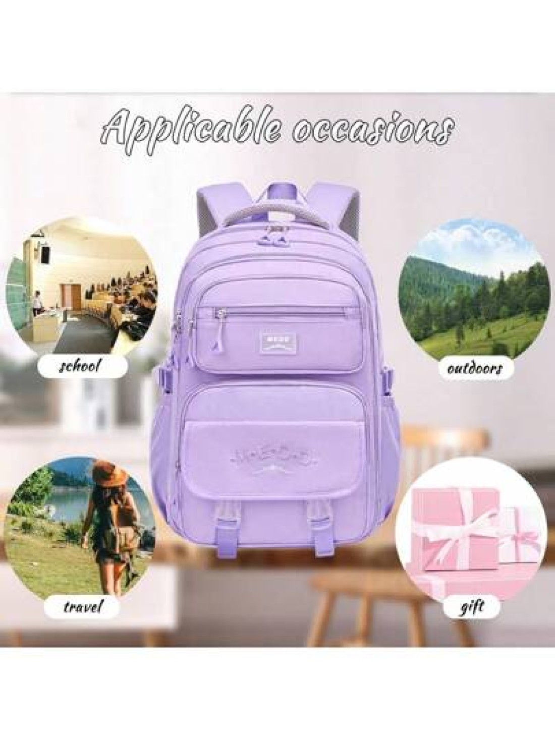 1pc Large Capacity Girls Backpack Casual Fashion Backpack 15 6 Inch Laptop Backpack School Bag With Luggage Strap Outdoor Traveling Bag Suitable For Teenage Girls School And Travel