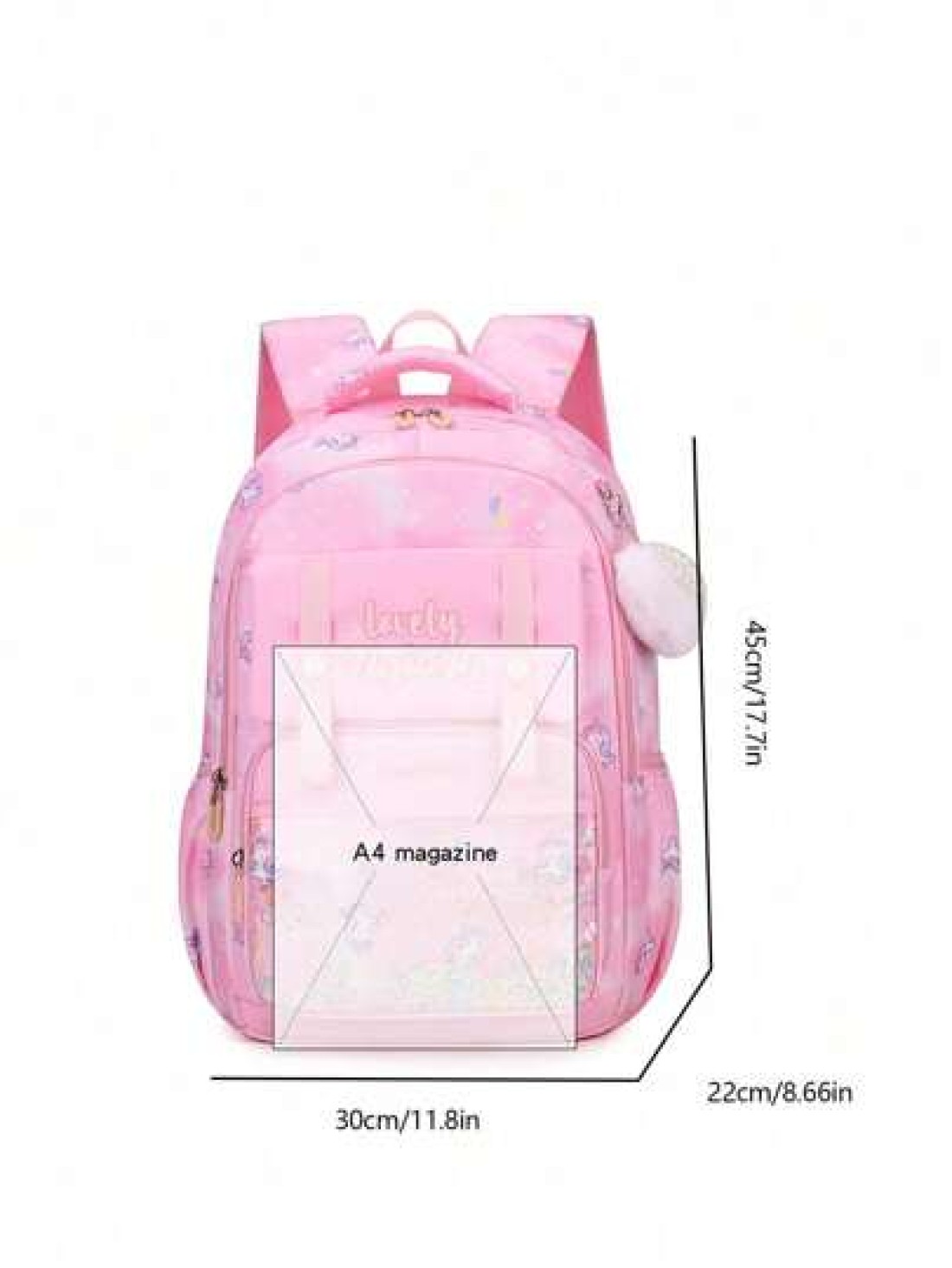Large Capacity Shockproof Multi Layer Children s Backpack Waterproof Schoolbag With Pendant Decoration Printed Unicorn Pattern Shoulder Bag