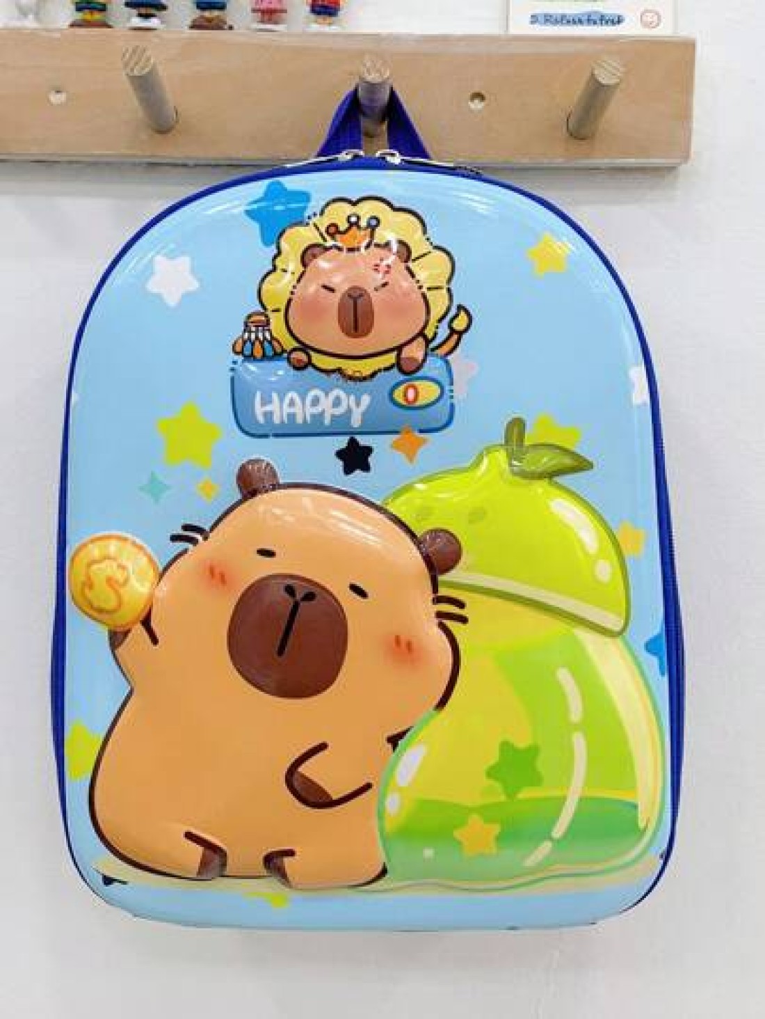 1 Pc New Boys And Girls Cartoon Capybara Print Pvc Nylon Backpack Adjustable Straps Zipper Closure Cute Casual Bag For School Outdoor Activities Travel And Friends Gift