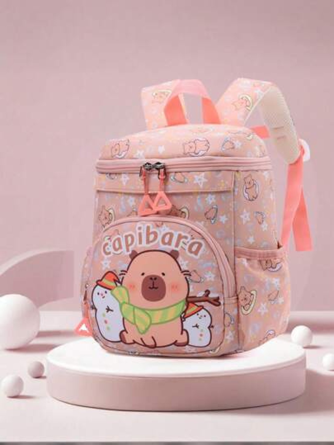 1pc Zipper Opening And Closing Stylish Cartoon Style Capybara Small Backpack Suitable For Height Of About 94 110cm Suitable For Any Occasion Lightweight Travel Backpack Comfortable And Adjustable Shou