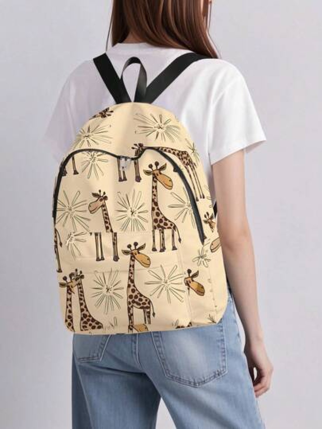 1pc Cute Duck Pattern Pocket Backpack Zipper Closure Pocketed Backpack Stylish For Boys And Girls Suitable For School And Outdoor Activities