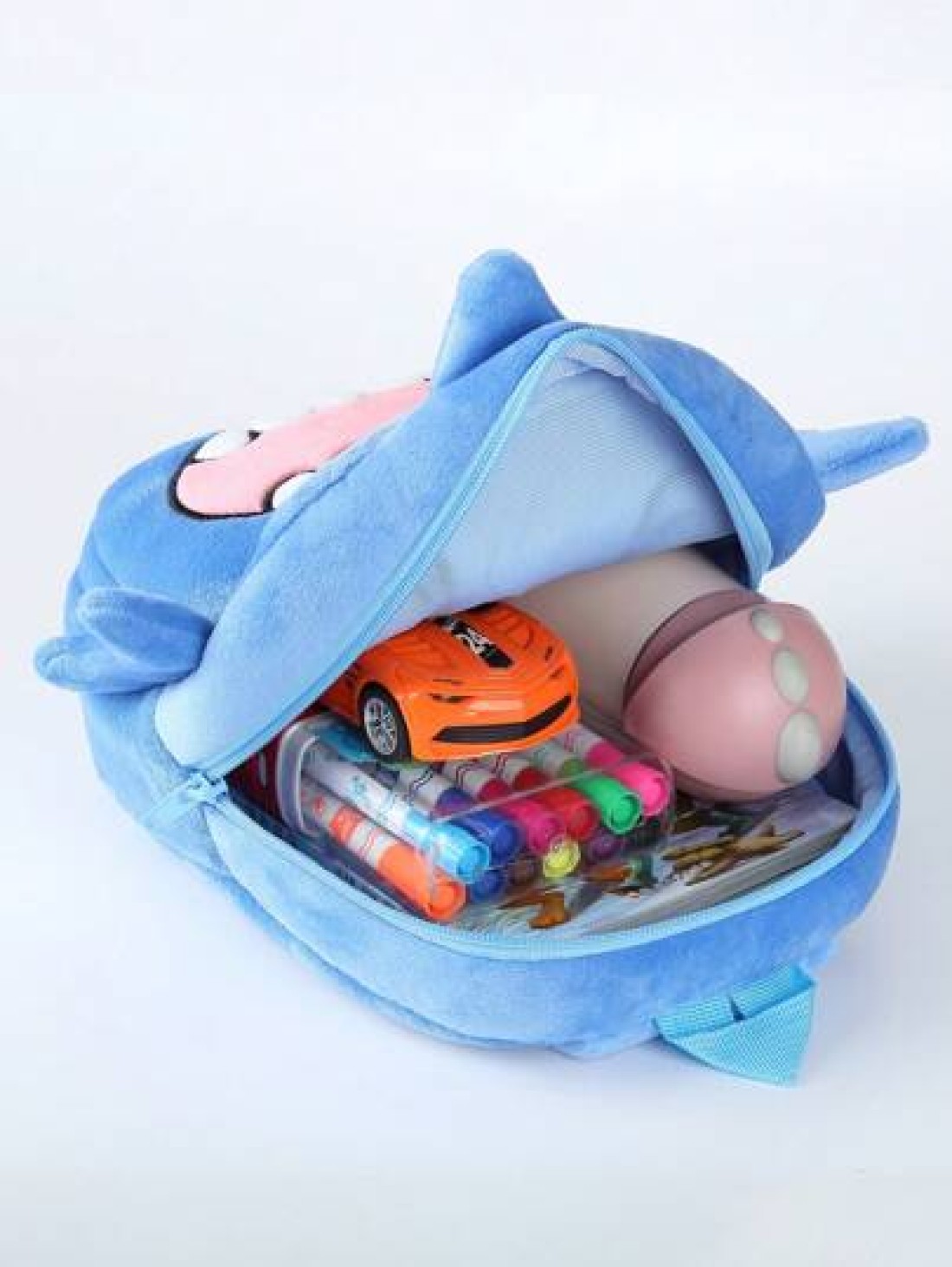 MICHLEY MICHLEY 1pc Boys And Girls Elephant Closure Backpack Penguin Shark Cartoon Cute Plush Double Head Zipper Closure Backpack Student Study Supplies For Travel Outdoor Vacation Camping Holiday Gif