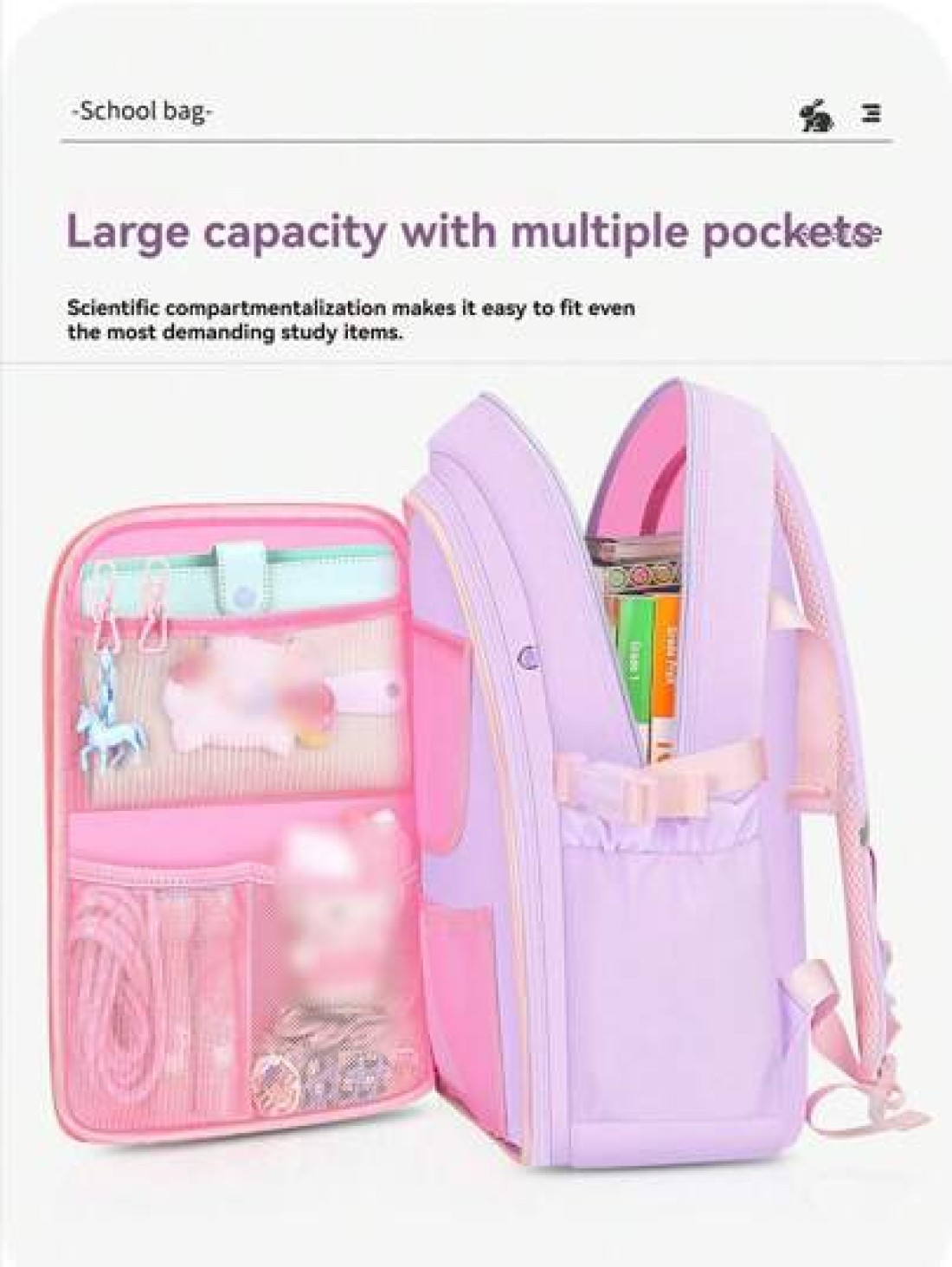 New Stylish Cute Kids Backpack Waterproof Lightweight Backpack For Elementary School Girls Aged 6 12 Years Old