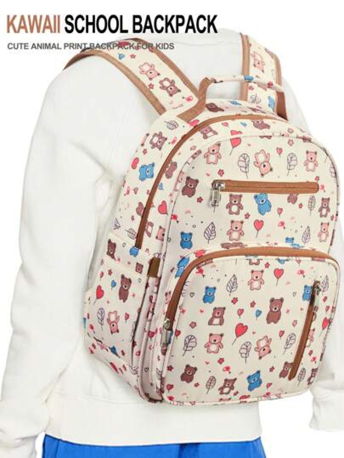 15 11 5inch Large Kawaii Kids Backpacks Elementary School Backpacks With Mulit Pockets And Compartments Kindergarten Backpacks Cute Animal Print Backpack With Padded Shoulder Straps Travel Backpacks W