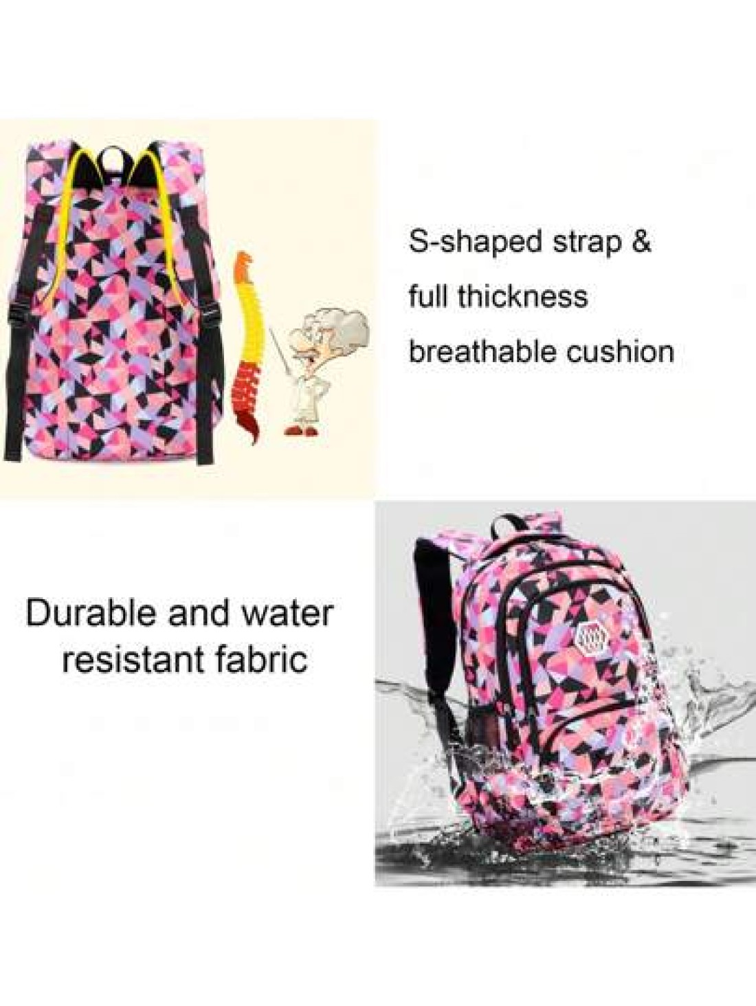 3 Piece Geometric Print Backpack Set Student Bookbag For 15 6 Inch Laptop High Capacity Lightweight Travel Bag Back To School Gift