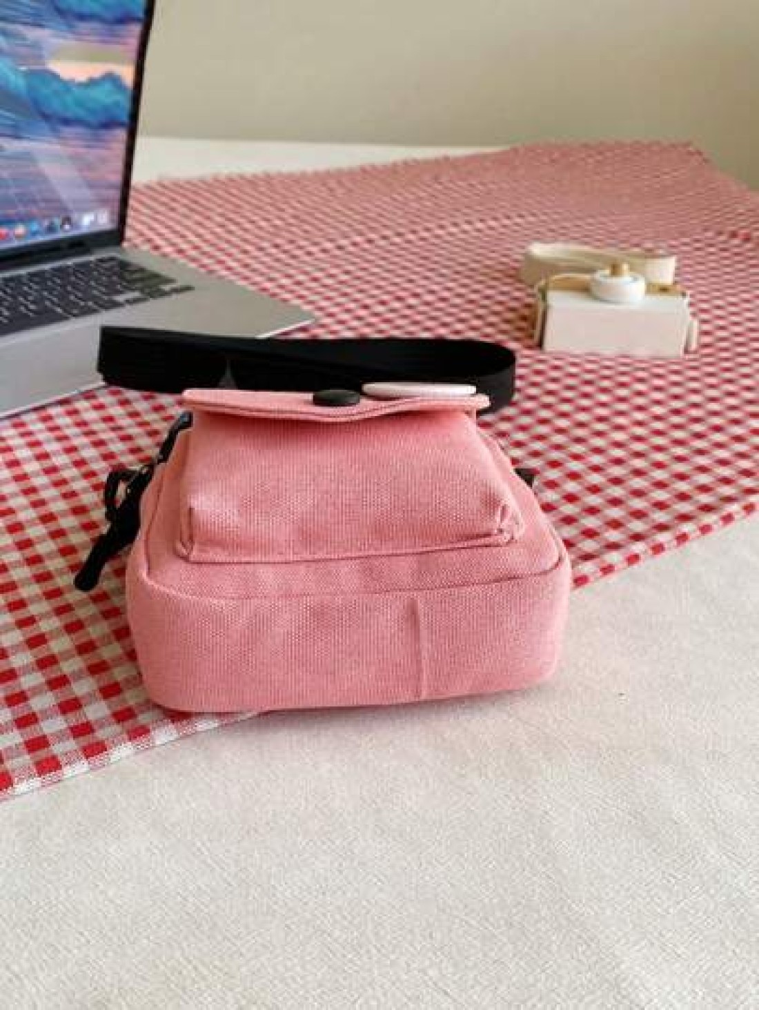 1 Pc Mini Children Crossbody Bag Canvas Bag Square Bag Coin Purse Shoulder Bag Versatile Lightweight Portable Zip Closure Adjustable Strap For Daily Purse For Travel Vacation Shopping Kids Outdoor Sup
