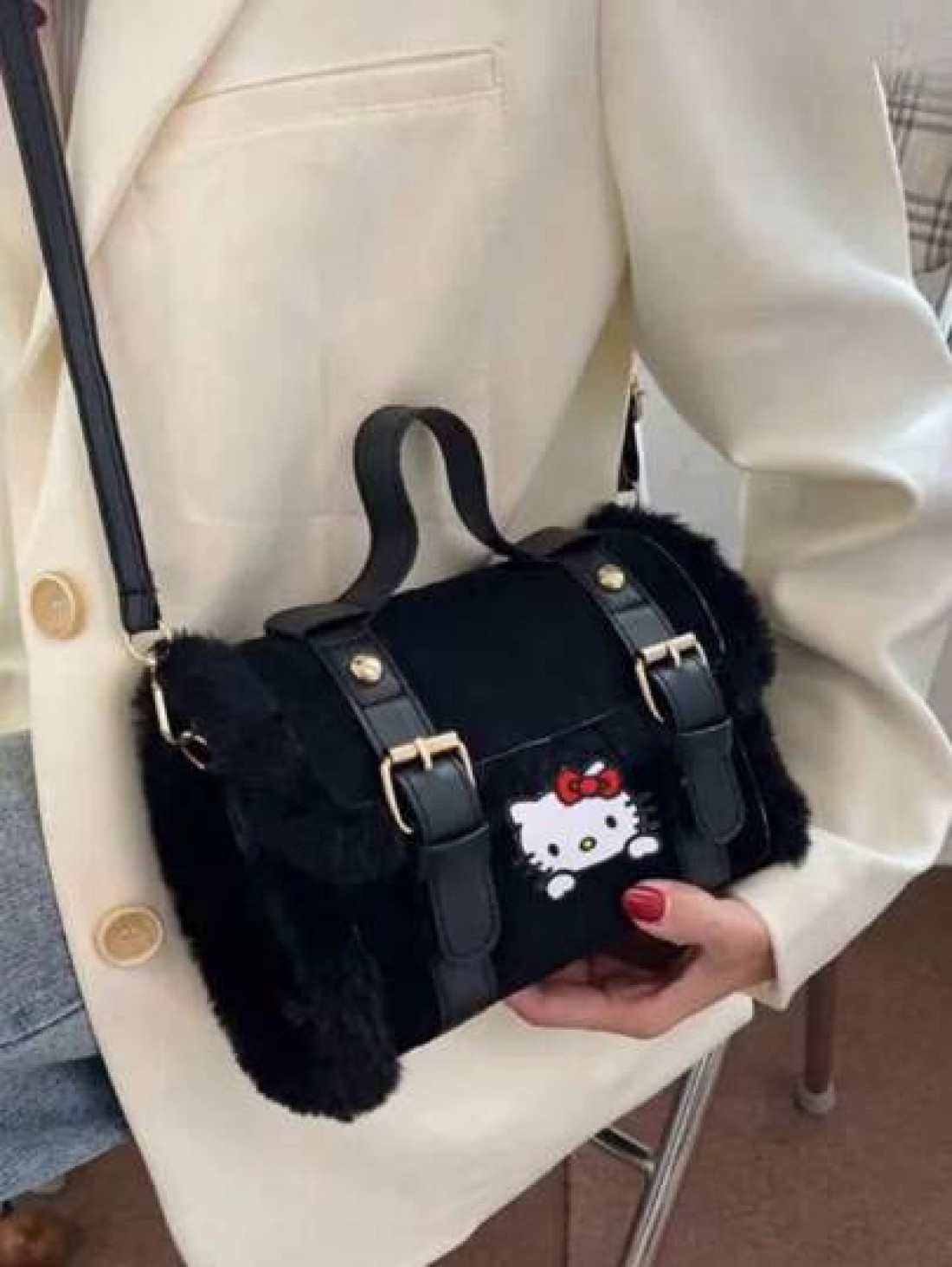 Sanrio Sanrio Hello Kitty Lamb Plush Crossbody Bag New Handbag Versatile Niche Texture Storage Bag
