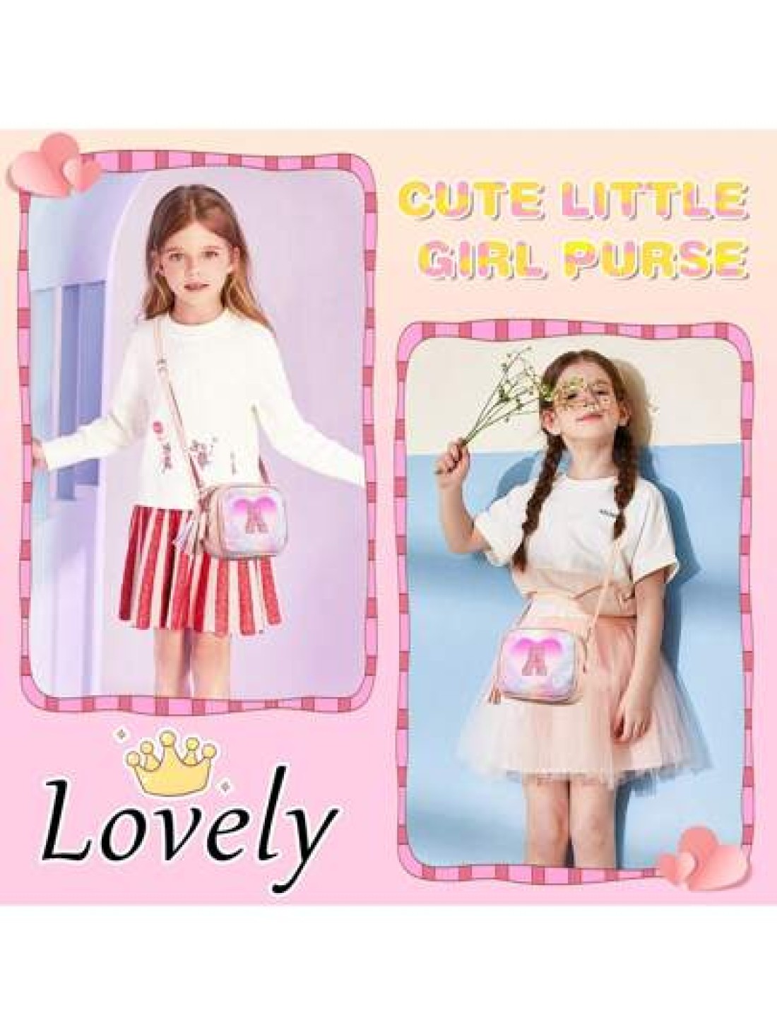 Birthday Gifts For 2 3 4 5 6 7 8 9 10 Year Old Girl Cute Little Girl Purse Toddler Purse For S Wallet Small Initial Shoulder Crossbody Bag Personalized Christmas Gift For Daughter Baby