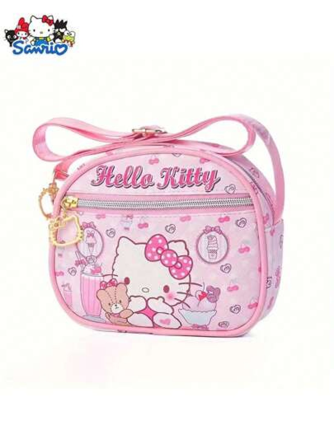 Sanrio 1pc Sanleo Hello Kitty Kuromi Melody Yugui Dog New Children s Crossbody Bag Fashion Cute Oval Girls Shopping Shoulder Bag Leather Waterproof Crossbody Bag Small Bag