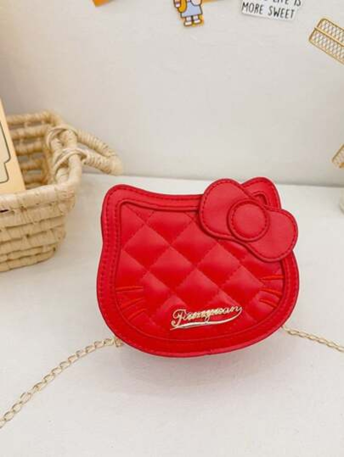Sanrio Sanrio Hello Kitty Style Chain Crossbody Bag Versatile Leather Shoulder Crossbody Bag Fashionable Date And Vacation Bag