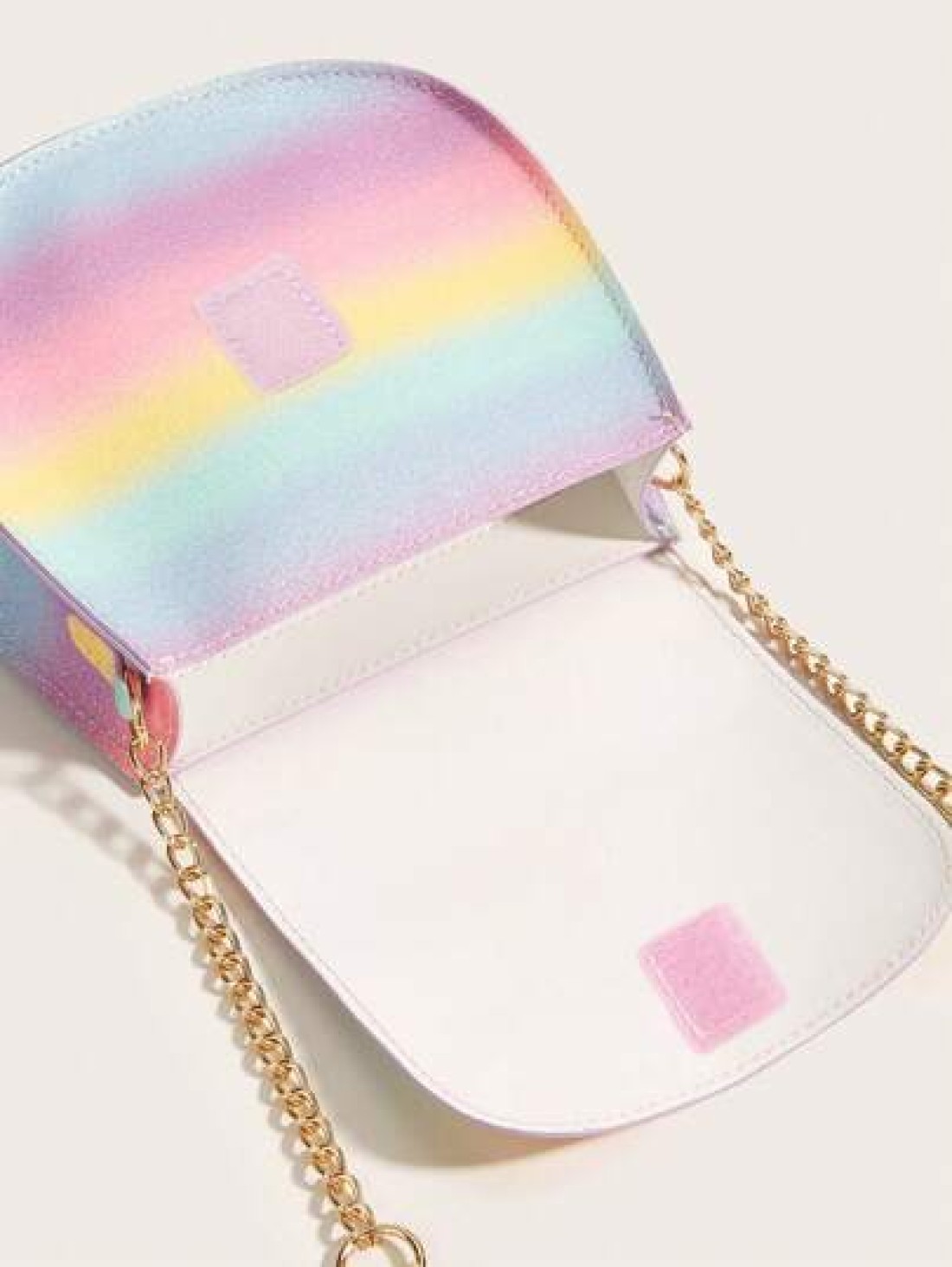 1pc Girls Cute Glitter Butterfly Flap Rainbow Plaid PU Crossbody Bag Suitable For Daily Use