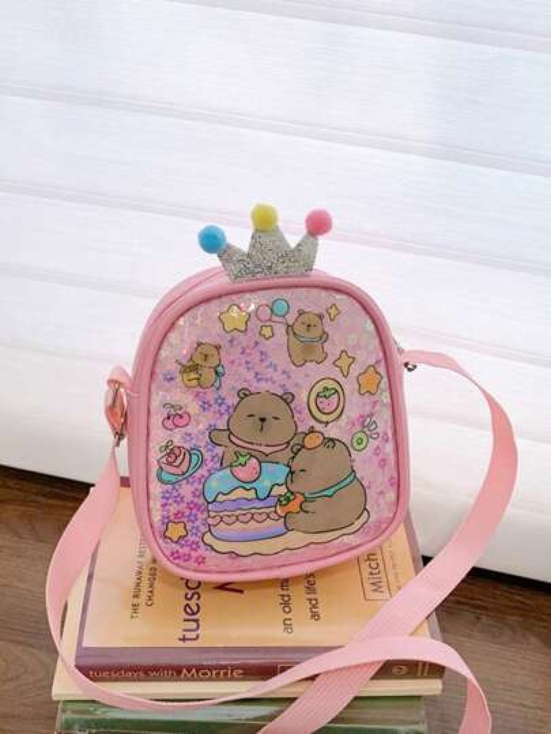 1pc Pu Zipper Closure Fashion Sweet Cute Princess Style Cartoon Capybara Shiny Square Bag Versatile Casual Highly Attractive Bag Multiple Colors To Choose From Suitable For Going Out Outdoor Daily Use