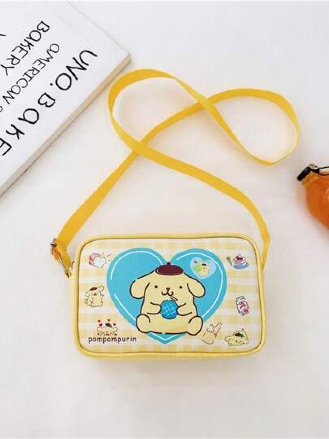 Sanrio 1pc Sanrio Fashion Versatile Girls Crossbody Shoulder Bag Kuromi Cinnamoroll Design PU Leather Kids Small Square Bag