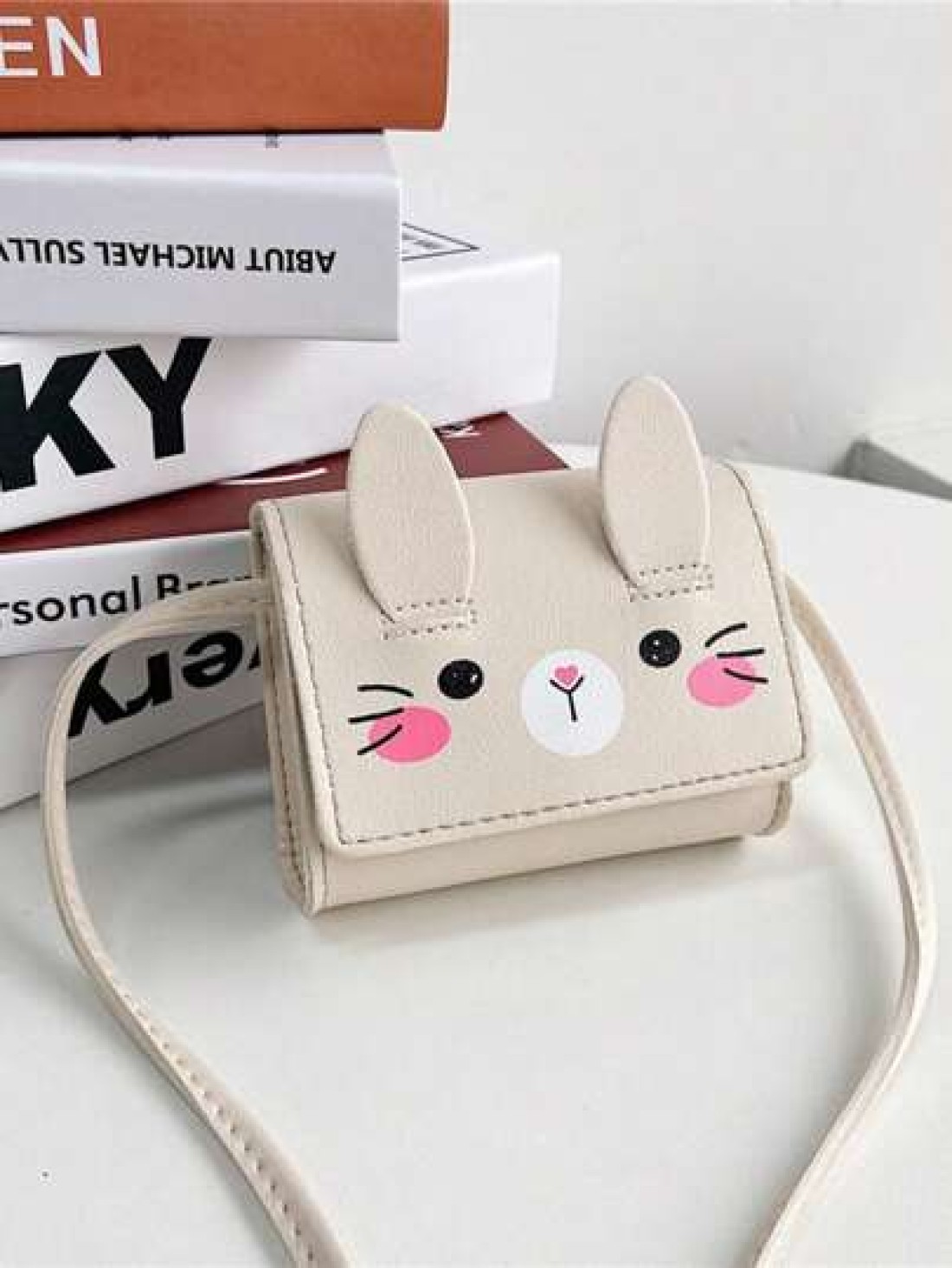 1pc Pu Magnet Closure Fashion Cartoon Bunny Three Dimensional Ears Shoulder Messenger Bag Cute Mini Coin Purse For Girls Suitable For A Variety Of Occasions Comfortable Shoulder Straps Versatile And N