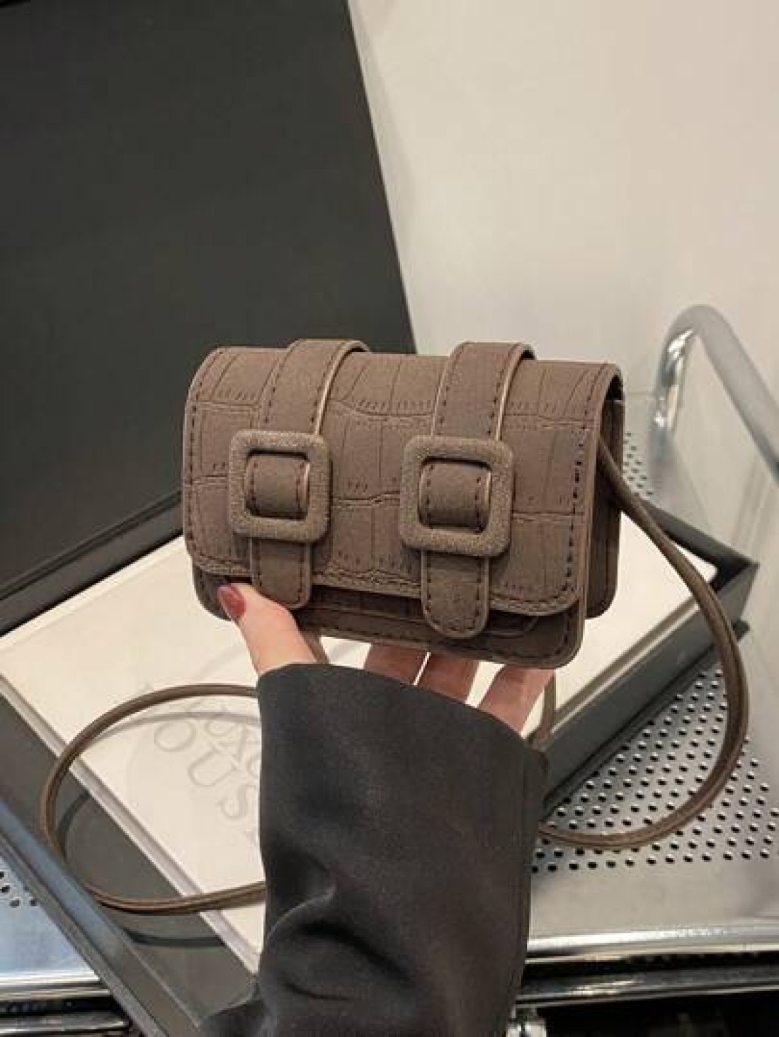 1pc Girl Frosted Indentation Mini Square Bag Fashion Cross Body Red Envelope Casual Lightweight Play Comfortable Fabric Suitable For Daily Outing Play School Commuting Use For Friends The Perfect Gift