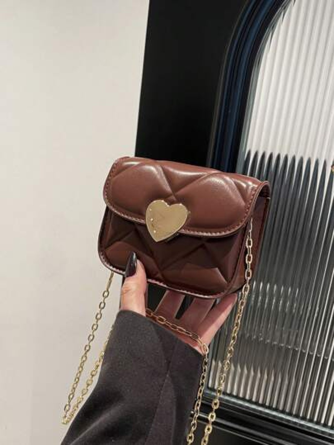 1pc Pu Magnetic Buckle Fashionable And Simple Love Lock Candy Color Diamond Pattern Shoulder Messenger Bag Mini Bag Niche Design Play Comfortable Chain Shoulder Strap Smooth And Versatile Not Picky Su