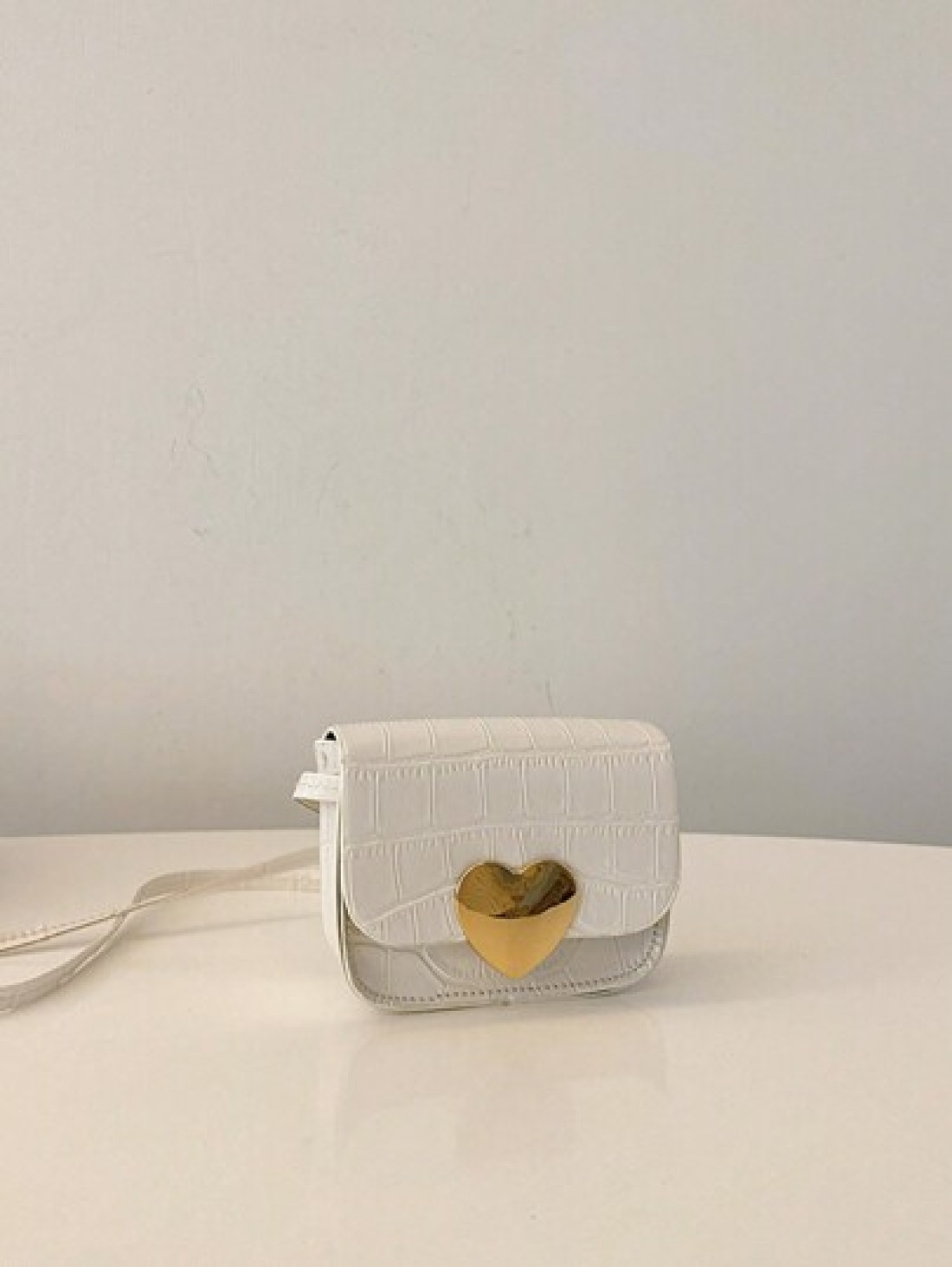 Heart Shaped Fashionable Girl s Shoulder Bag PU Leather Crossbody Mini Square Bag With Coin Purse