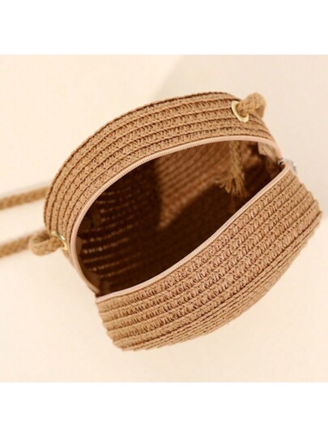 1Pc 12CM Brown Small Round Bag Beach Essentials Summer Essentials Women Bags For Vacation Holiday Wicker Bag Beach Purse Perfect For Summer Vacation Daily Use Travel Must Haves