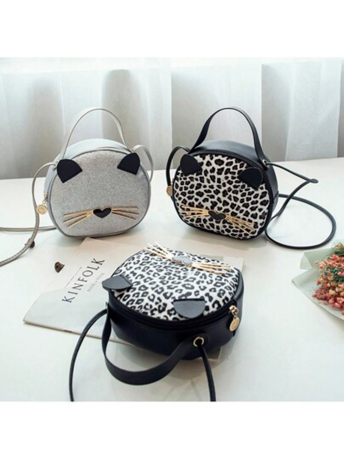 1pc Girl s New Leopard Print Bag Pu Leather Cat Mobile Phone Bag Cute Fashion Small Round Bag Ideal Choice For Gifts