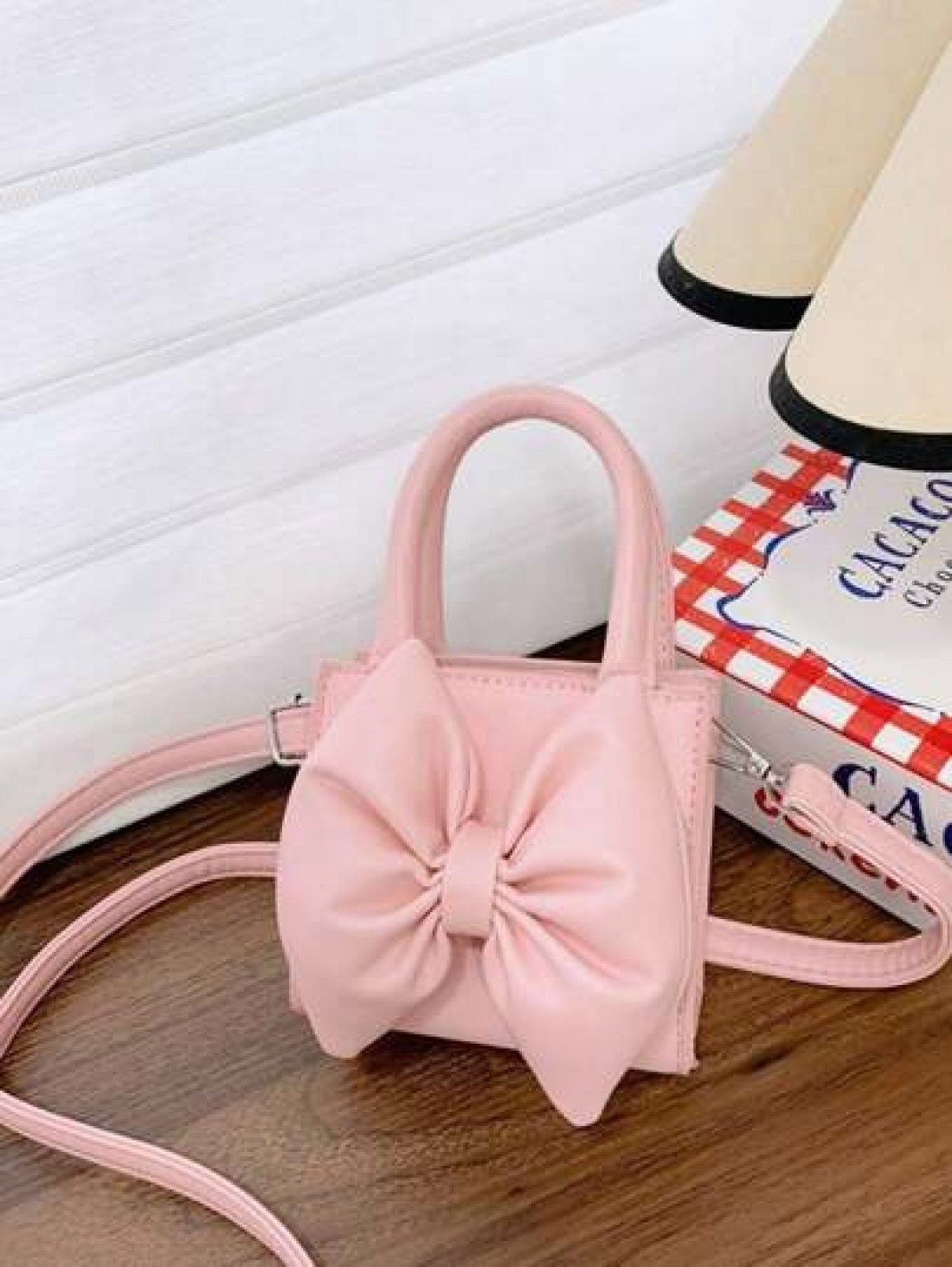 1pc Mini Pu Magnet Closure Fashion Sweet Western Bow Handbag Niche Design Out To Play Shoulder Messenger Bag Korean Highly Attractive Bag Adjustable Shoulder Strap Suitable For Going Out School Commut