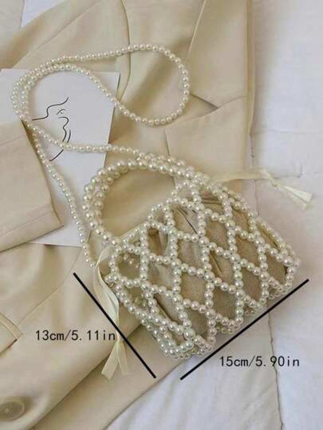 1PC French Retro Fairy Bag Woven Beaded Bucket Bag Hand Held Crossbody Bag Early Spring Pearl Bag Niche Design Hollow Pearl Bag Perfect Gift For Girls Suitable For Daily Use Random Style