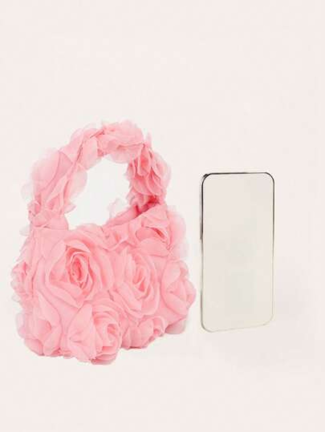 1pc Kids Fashionable Rose Flower Mini Handbag Versatile Pleated Petal Design