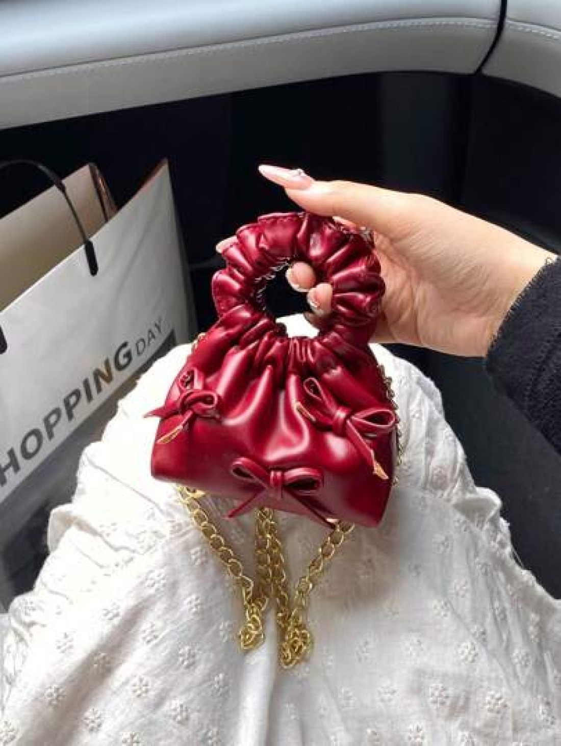 New Fashion Cloud Bag Mini Princess Bow Handbag Totes Crossbody Accessory Pouch Bow Decor Evening Bag