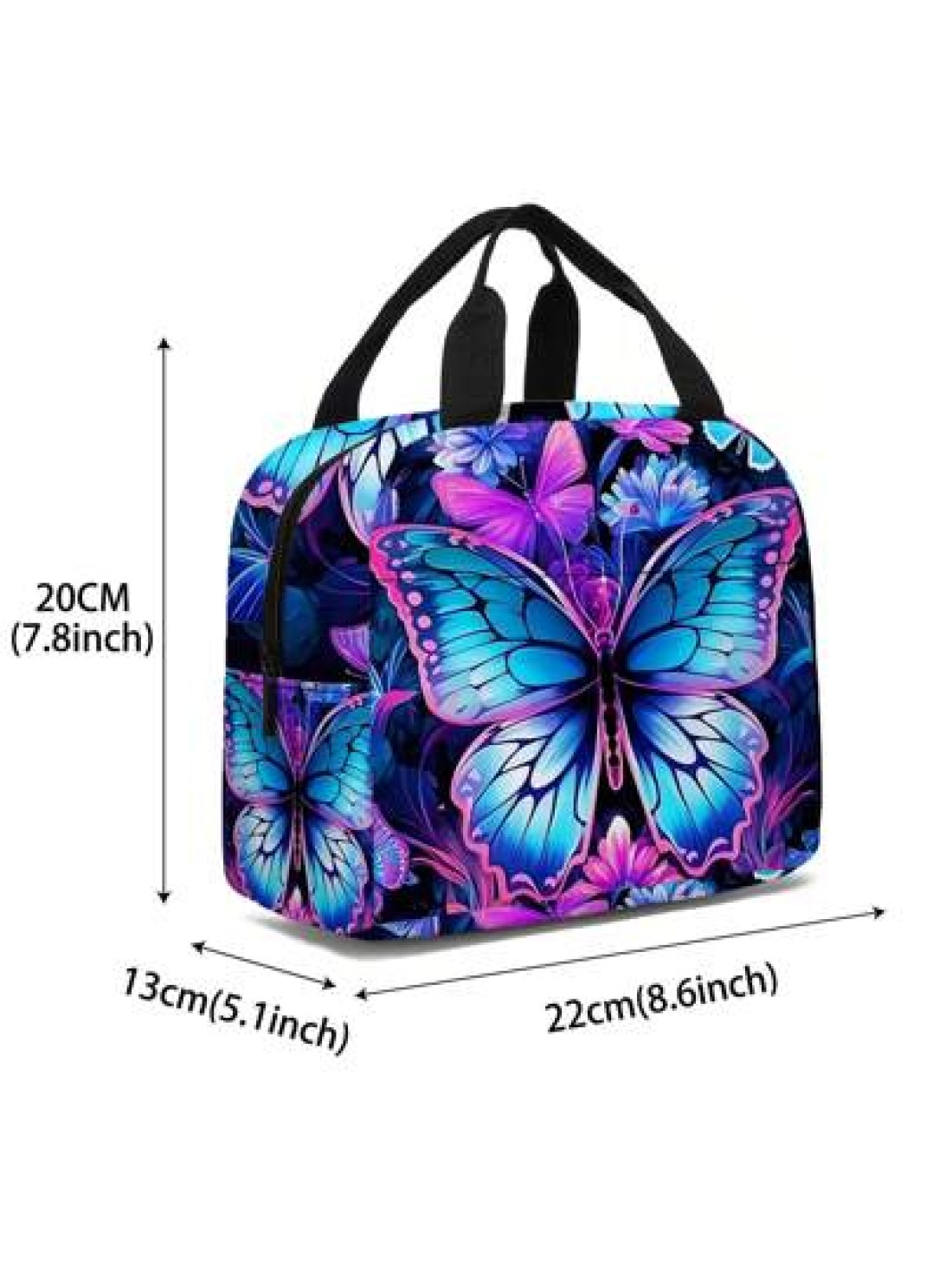 Butterfly Printed Lunch Bag Insulated Tote Bag Portable Tote Bag For Work Travel And Picnics Back To School