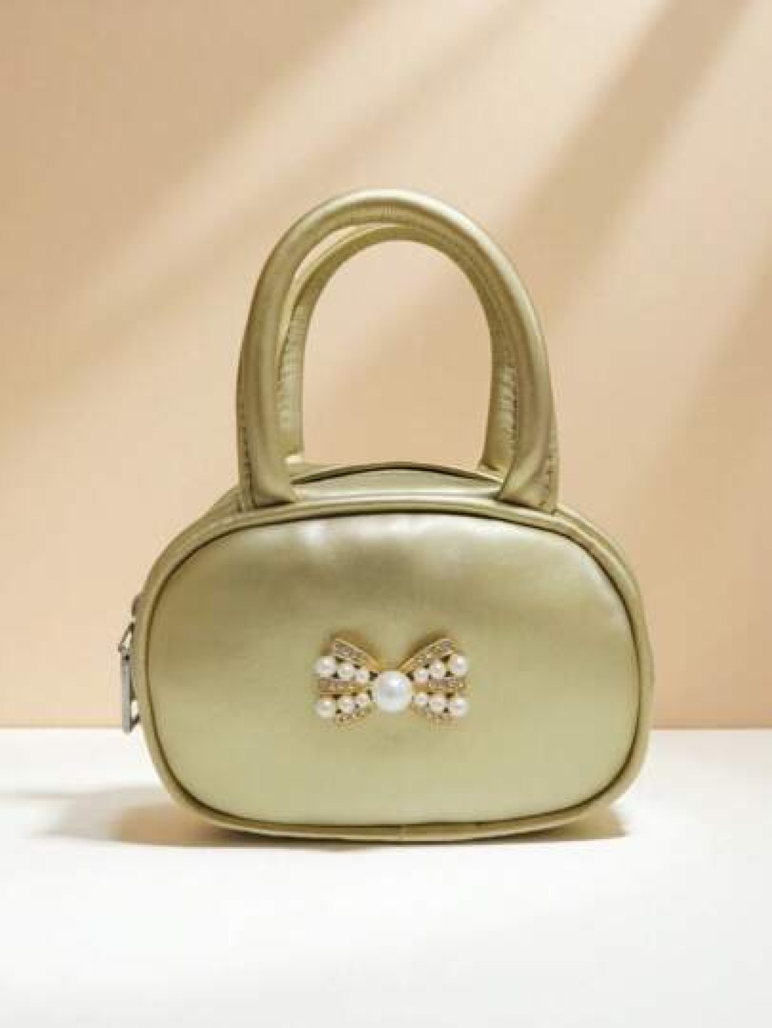 Children s Bag With Pearl Rhinestone Bow Decor Fashion New Style Girls Handbag Holiday Gift Princess Mini Bag Coin Purse Simple Small Round Bag