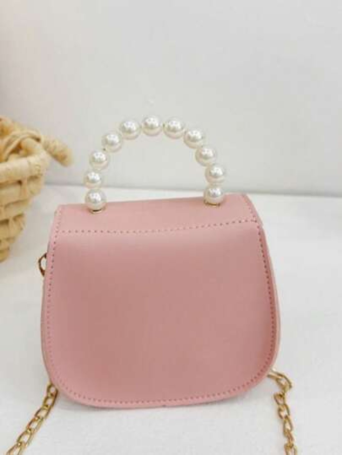 1pc New Fashion Pearl Handbag With Strap Butterfly Decor Mini Cross Body Bag
