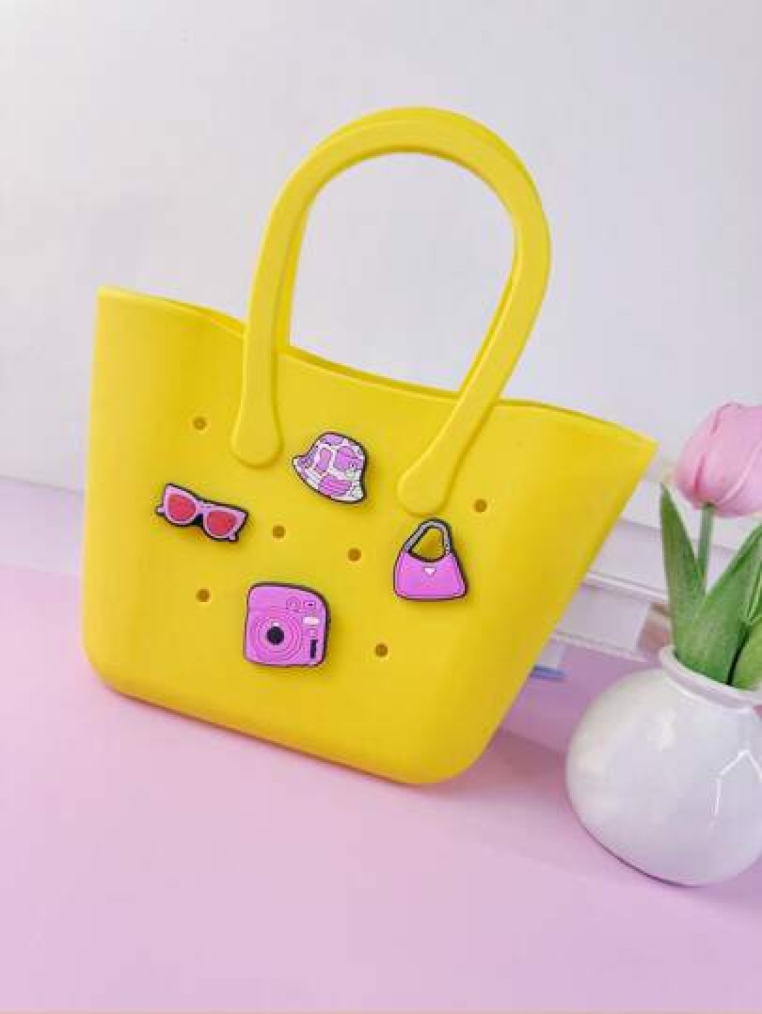 1pc Children s New Solid Color Letter Detachable Silicone DIY Handbag