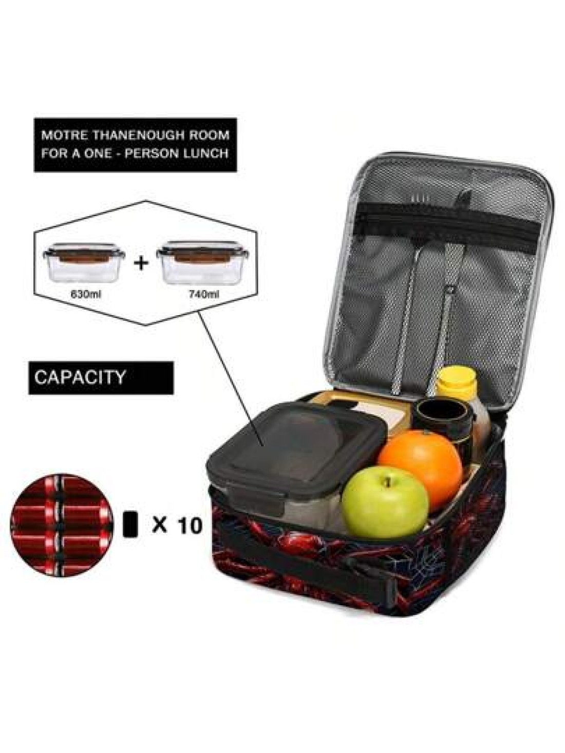 Spider Print Lunch Bag Insulated Tote Bag Portable Carry On Bag Tote Ice Bag Lunch Bag Multifunctional Lunch Box Bag For Work Travel Picnic