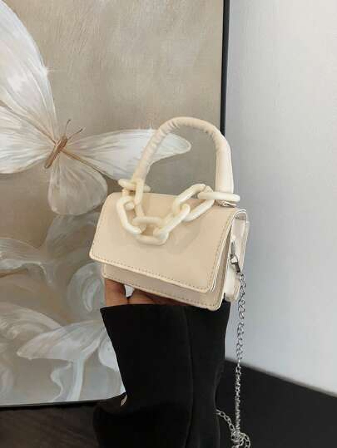 1pc Girl S Handbag Simple And Casual Fashion Style Large Capacity Lightweight Girl S Small Square Bag Solid Color Pu Leather Fabric Magnet Closed Detachable Chain Multiple Carrying Methods In One Bag