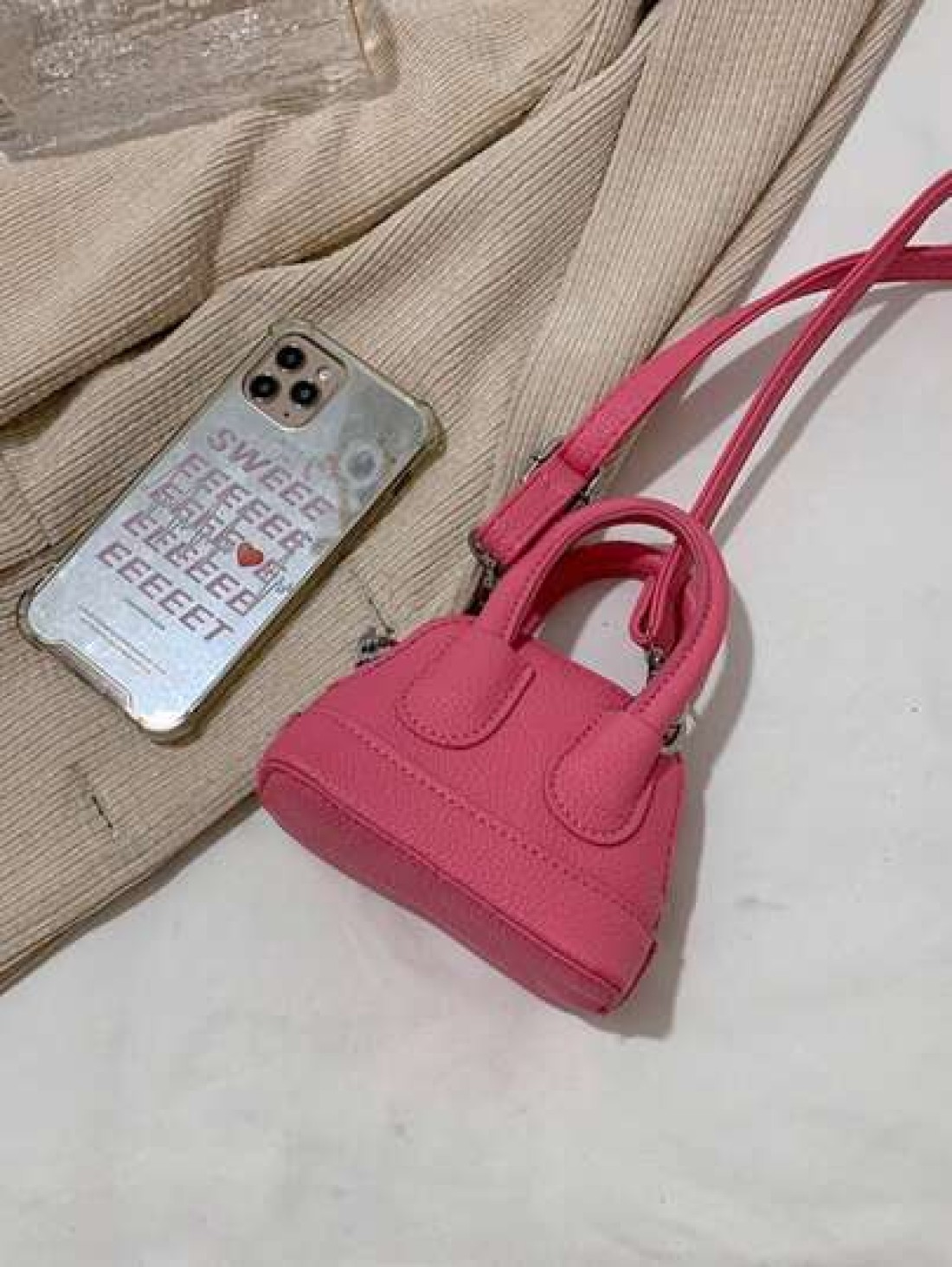 1pc Litchi Pattern Small Shell Children s Candy Color Mini Crossbody Lipstick Bag Crossbody Coin Purse Comfortable Fabric Light And Compact The Internal Space Is Very Open Suitable For Daily Use When