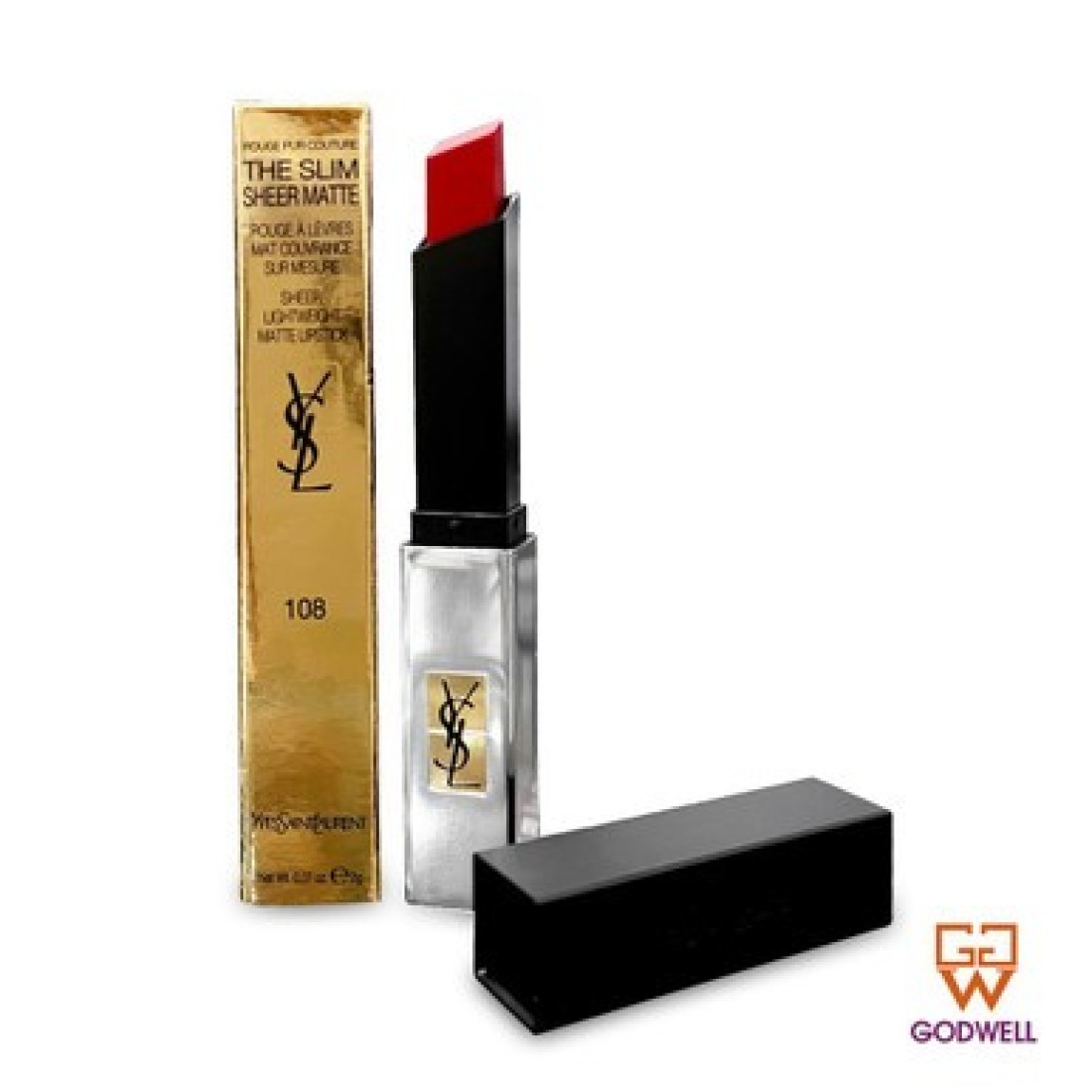 YVES SAINT LAURENT THE SLIM SHEER MATTE LIPSTICK 108 ROUGE DEVETU 2g
