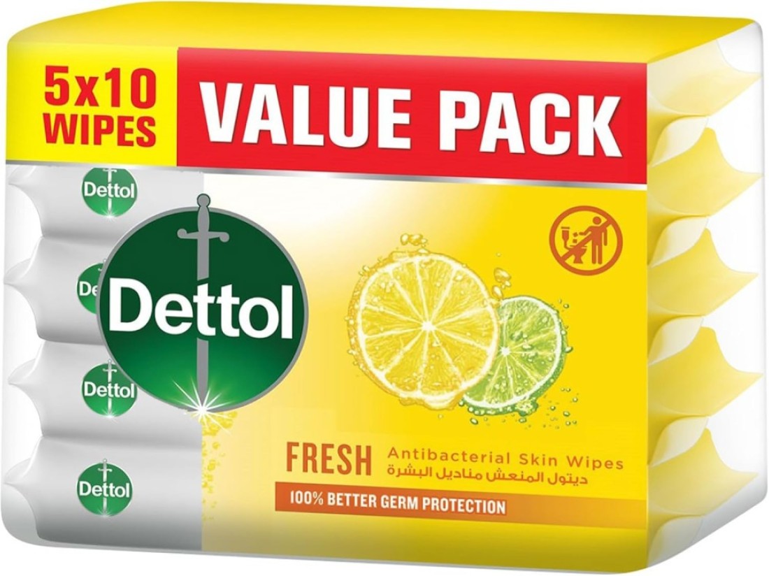 DETTOL WIPES FRESH 5PK 10S