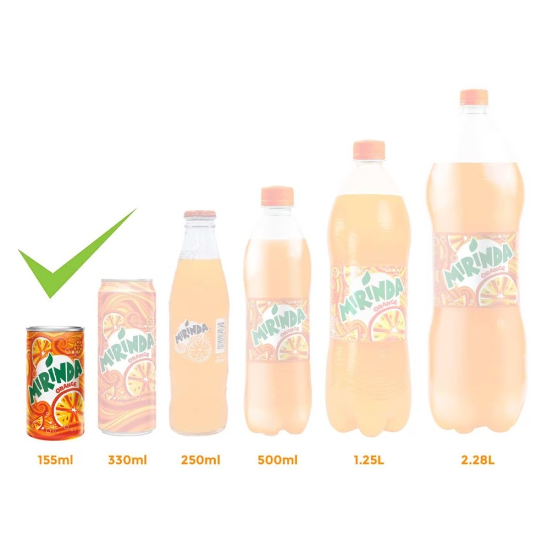 Mirinda Orange Carbonated Soft Drink Mini Cans 155ml Pack of 15
