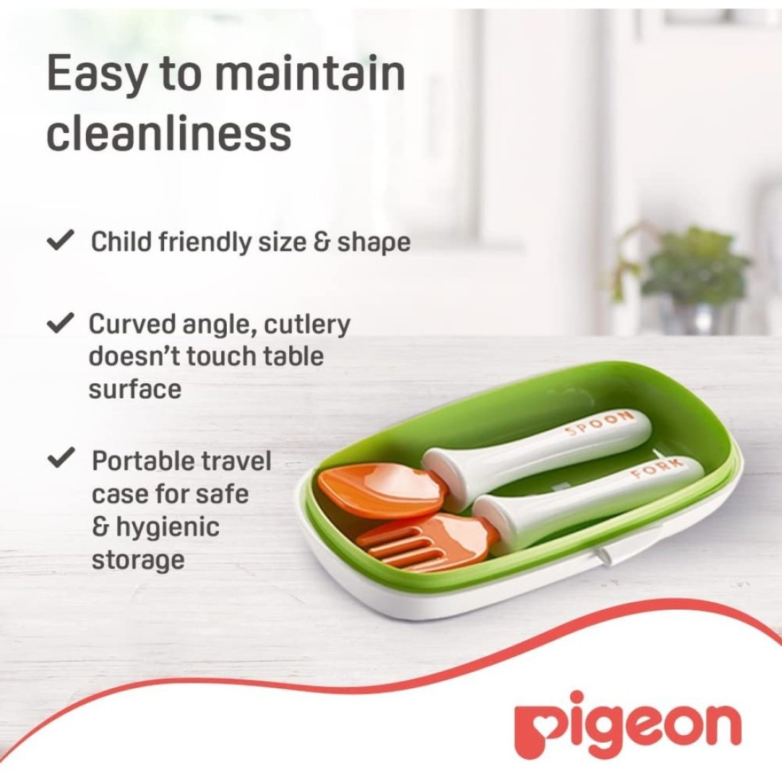 Pigeon Do It Myself Spoon And Fork Set With Travel Case Stage 2 26400 Multicolour Pack of 3