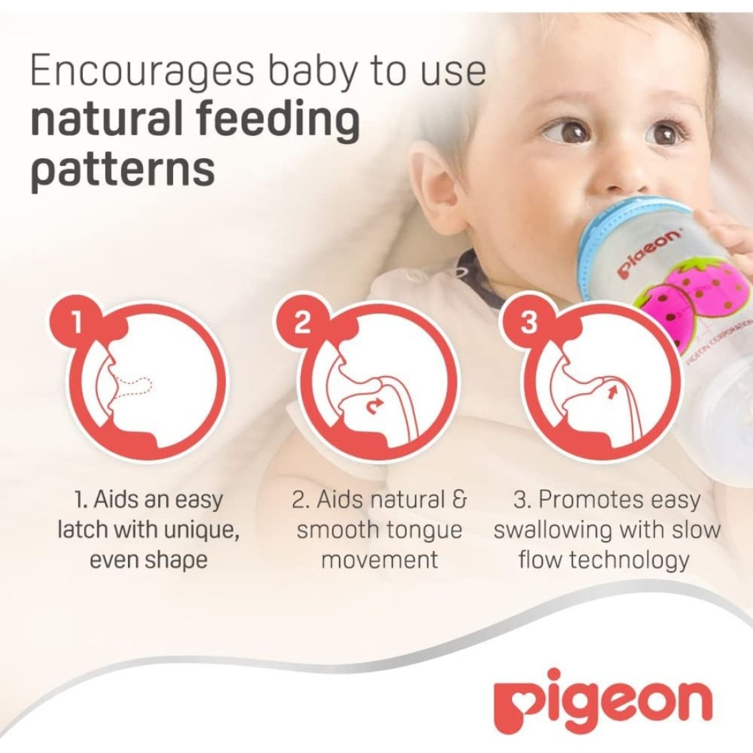 Pigeon SofTouch Peristaltic Plus Silicone Teat 01853 Medium Clear