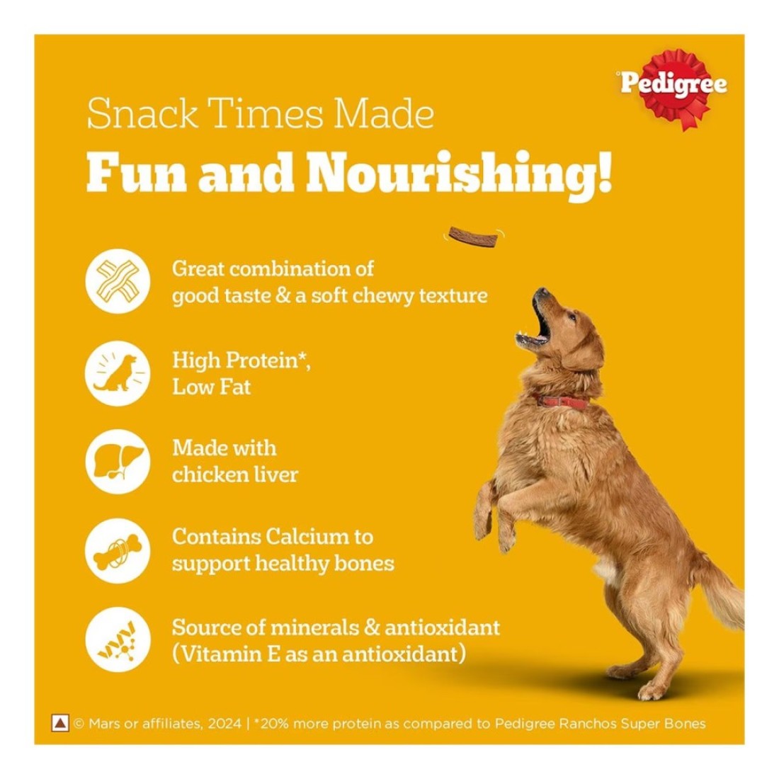 Pedigree Schmackos Grilled Liver Flavour Jerky Treats for Dog, 70g