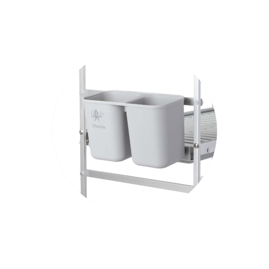 LIFE SMILE Dish Rack - 3 Tier Countertop Dish Drying Stand With Removable Drip Tray - Pure Aluminum with Cutlery Holder and Cups Holder - Anti Slip and Rust Proof Dish Drainer
