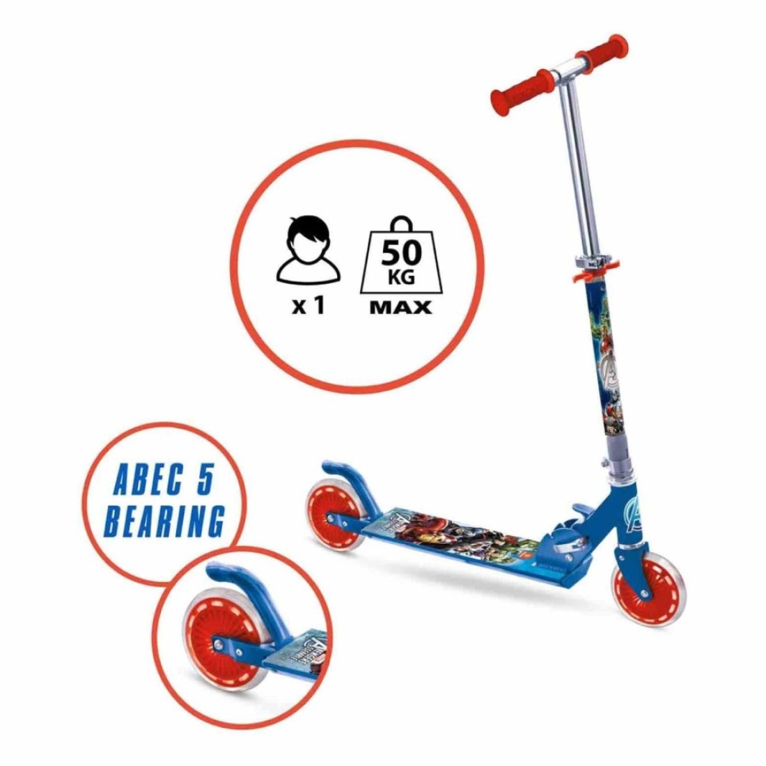 Mondo 2-Wheel Marvel Avengers Assemble Kick Scooter 18009 Multicolour 120mm