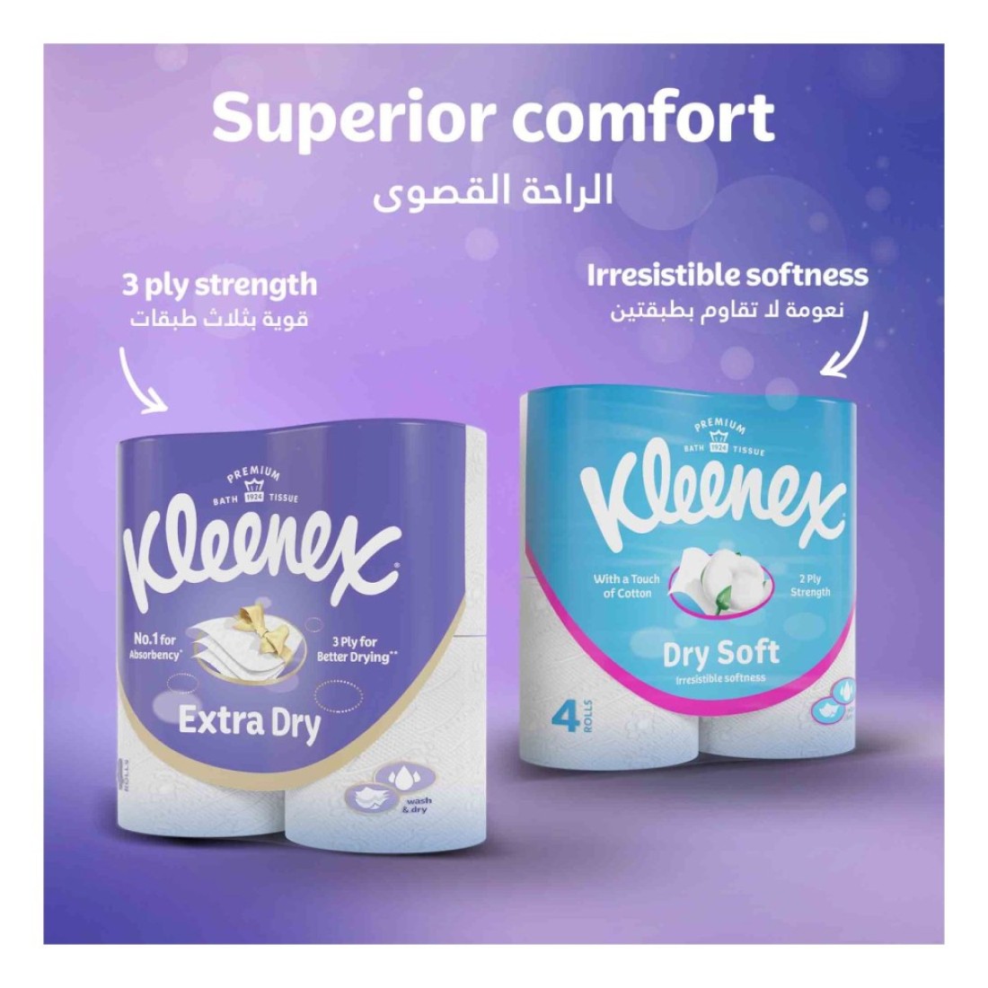 Kleenex Extra Dry Bathroom Tissue 3 Ply 140 Tissues Pack of 12