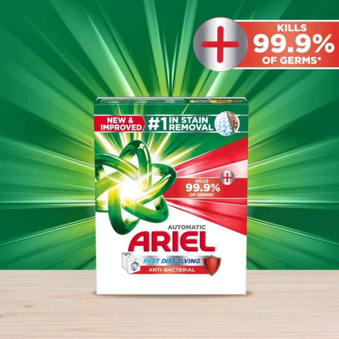 Ariel Fast Dissolving Anti-Bacterial Washing Powder for Automatic Washing Machine 2.5kg Pack of 2
