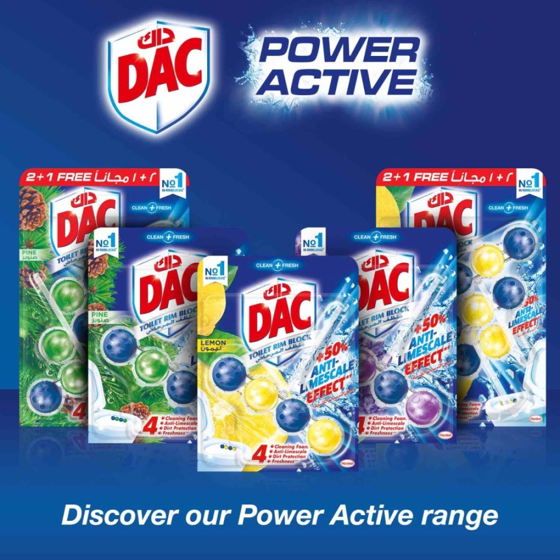 DAC Power Active Lemon Toilet Rim Block Duo Pack 100g