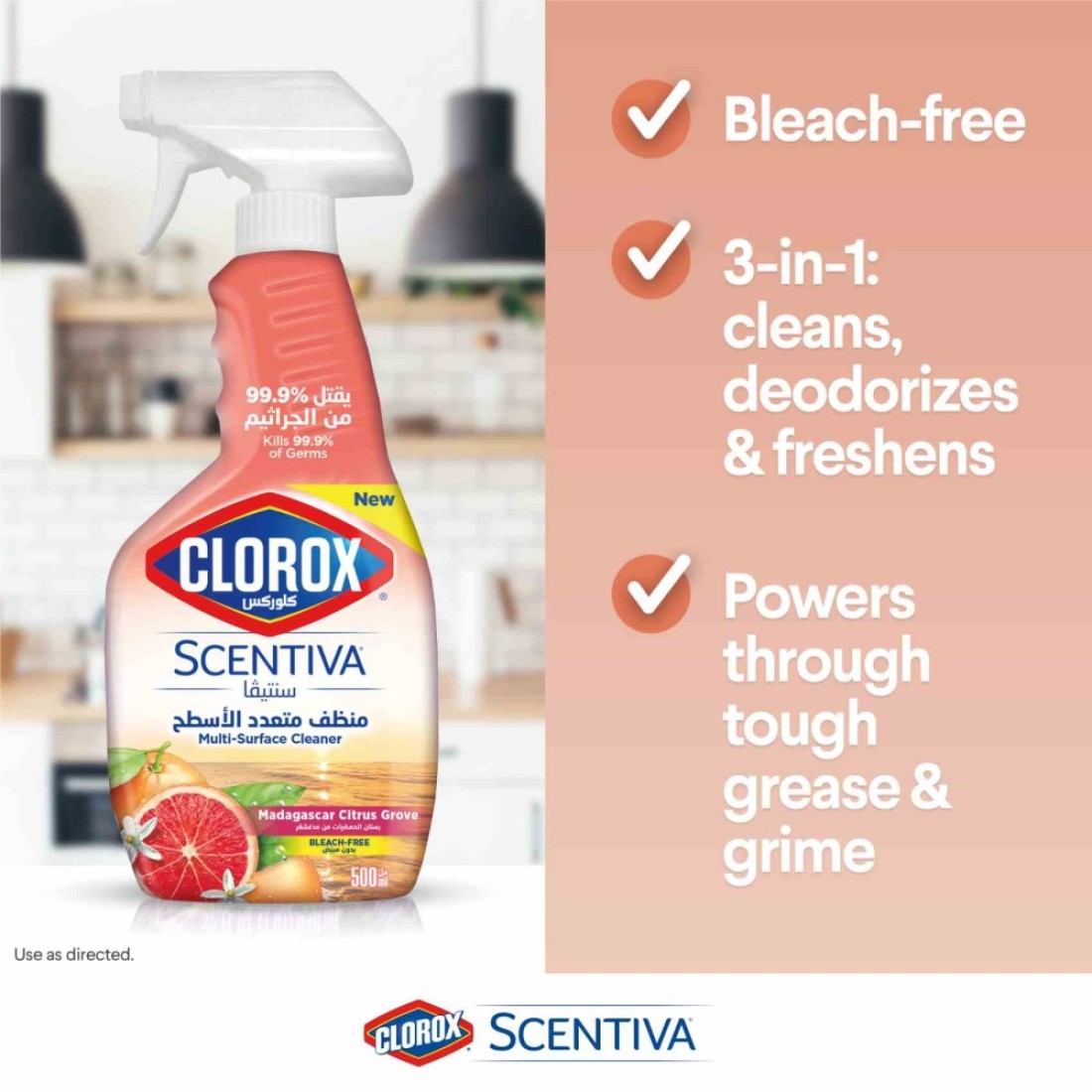 Clorox Scentiva Multi-Surface Cleaner Madagascar Citrus Grove 500ml Pack of 2