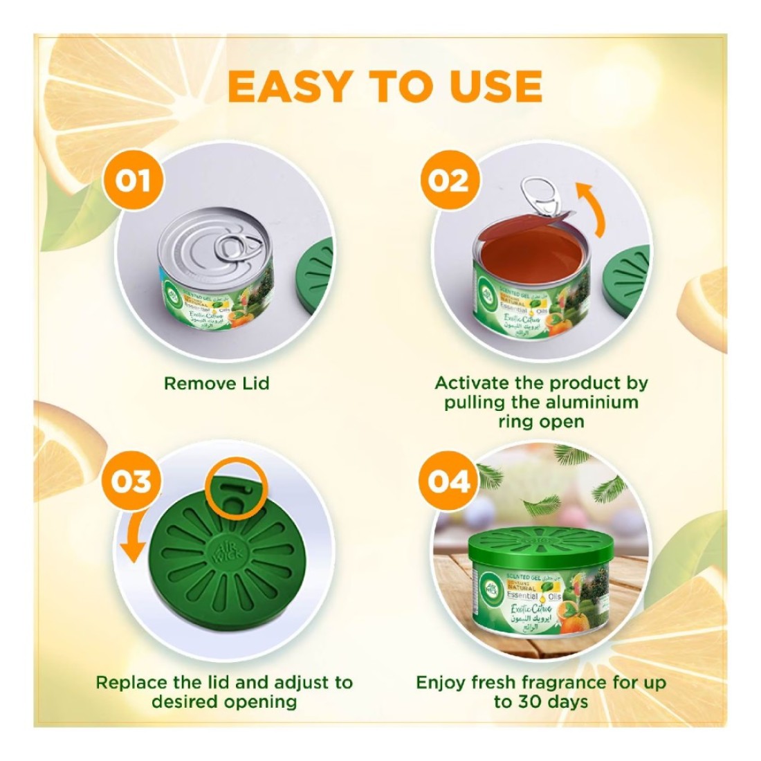 Air Wick Exotic Citrus Essential Oil Scented Gel Green 70g