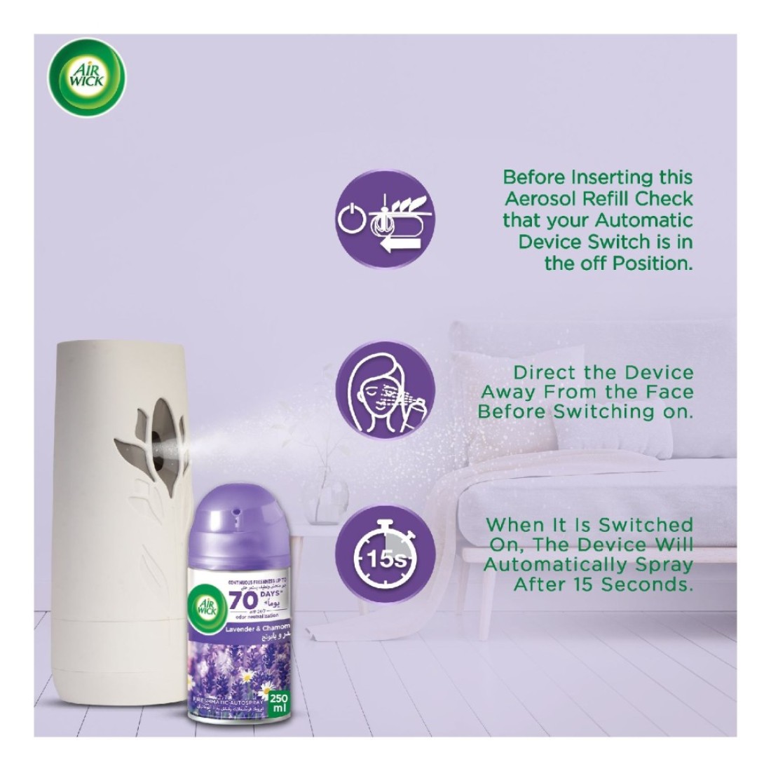 Air Wick Freshmatic Max Refill Automatic Spray Lavender And Chamomile Purple 250ml Pack of 2